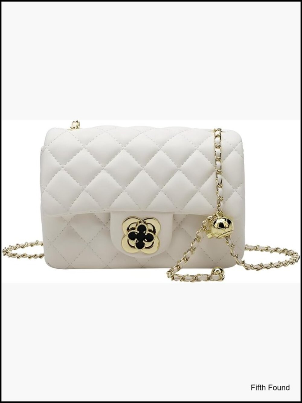 Quilted Faux Leather Satchel Crossbody Handbag with Chain Strap